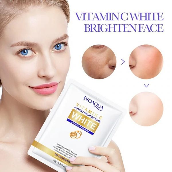 Brightening face mask preventing pigmentation with vitamin C